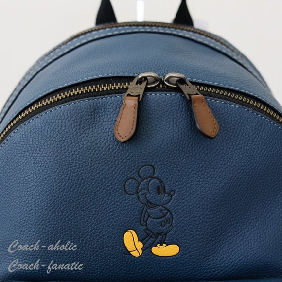 NWT 78564 Disney X Coach Academy Leather Backpack With Mickey in Denim - Picture 2 of 12